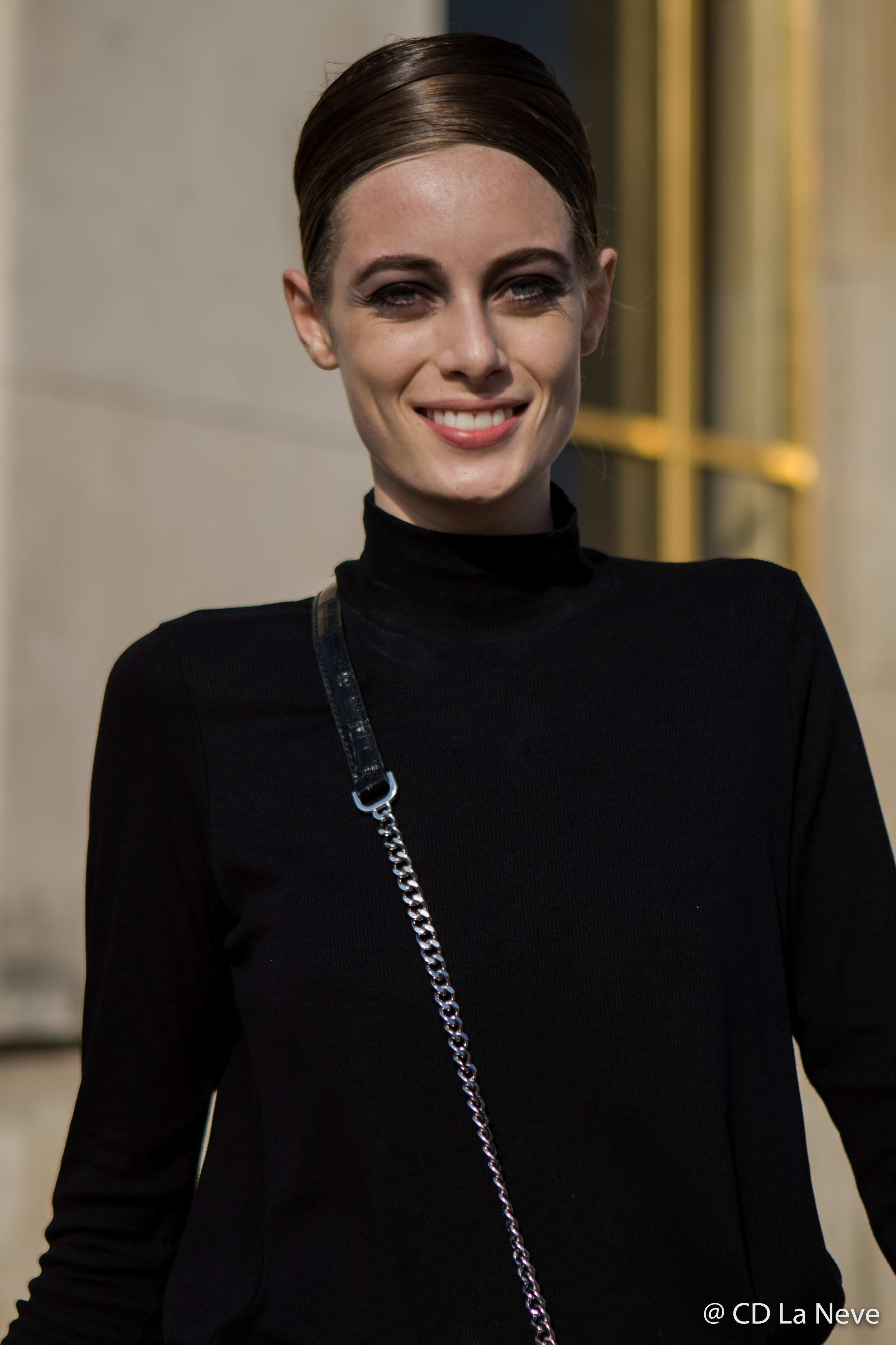 Model Street Style After Armani Paris Fashion Week Haute Couture AW17