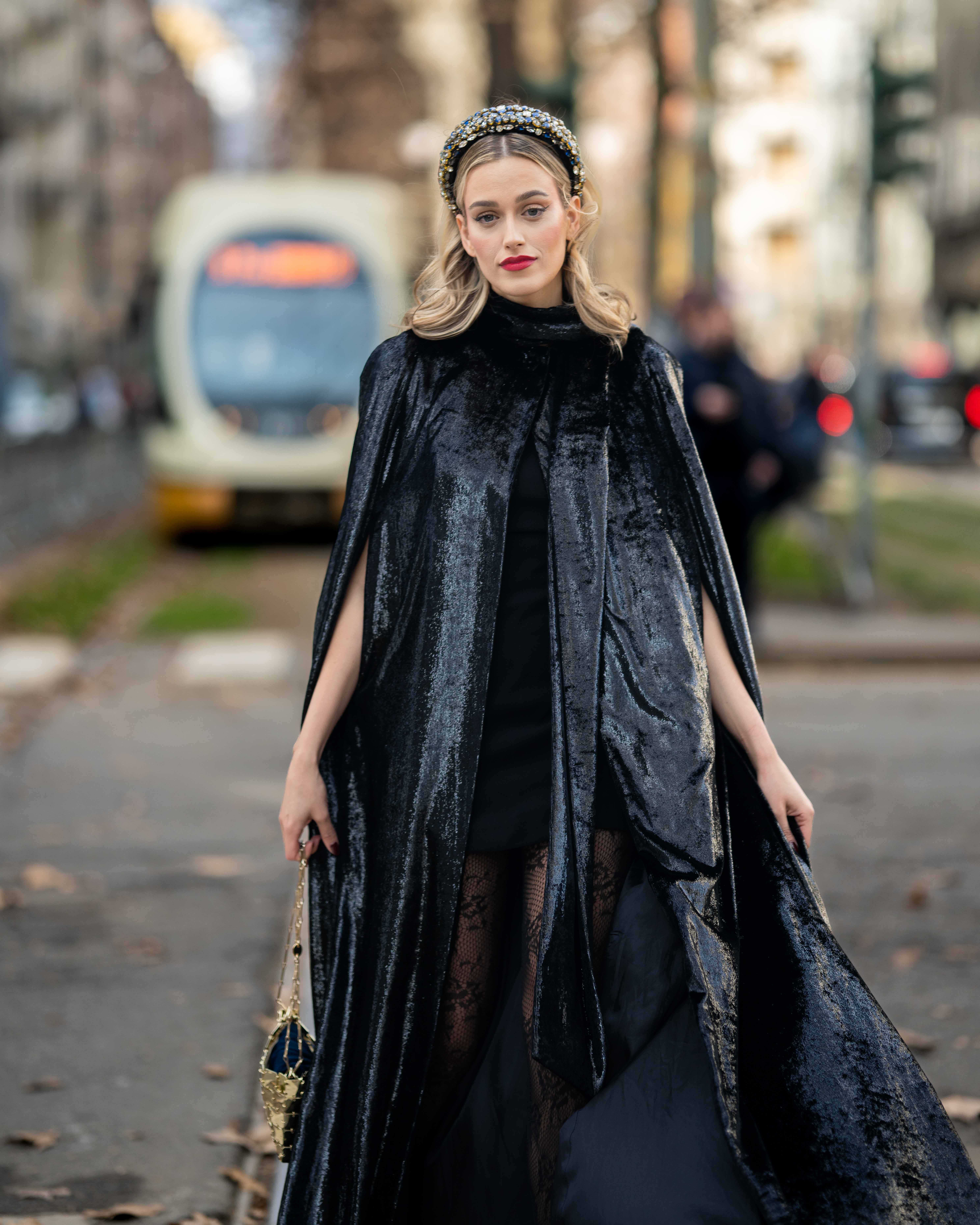 Lara Begic Street Style After Dolce & Gabbana FW23-24 Milan Fashion Week