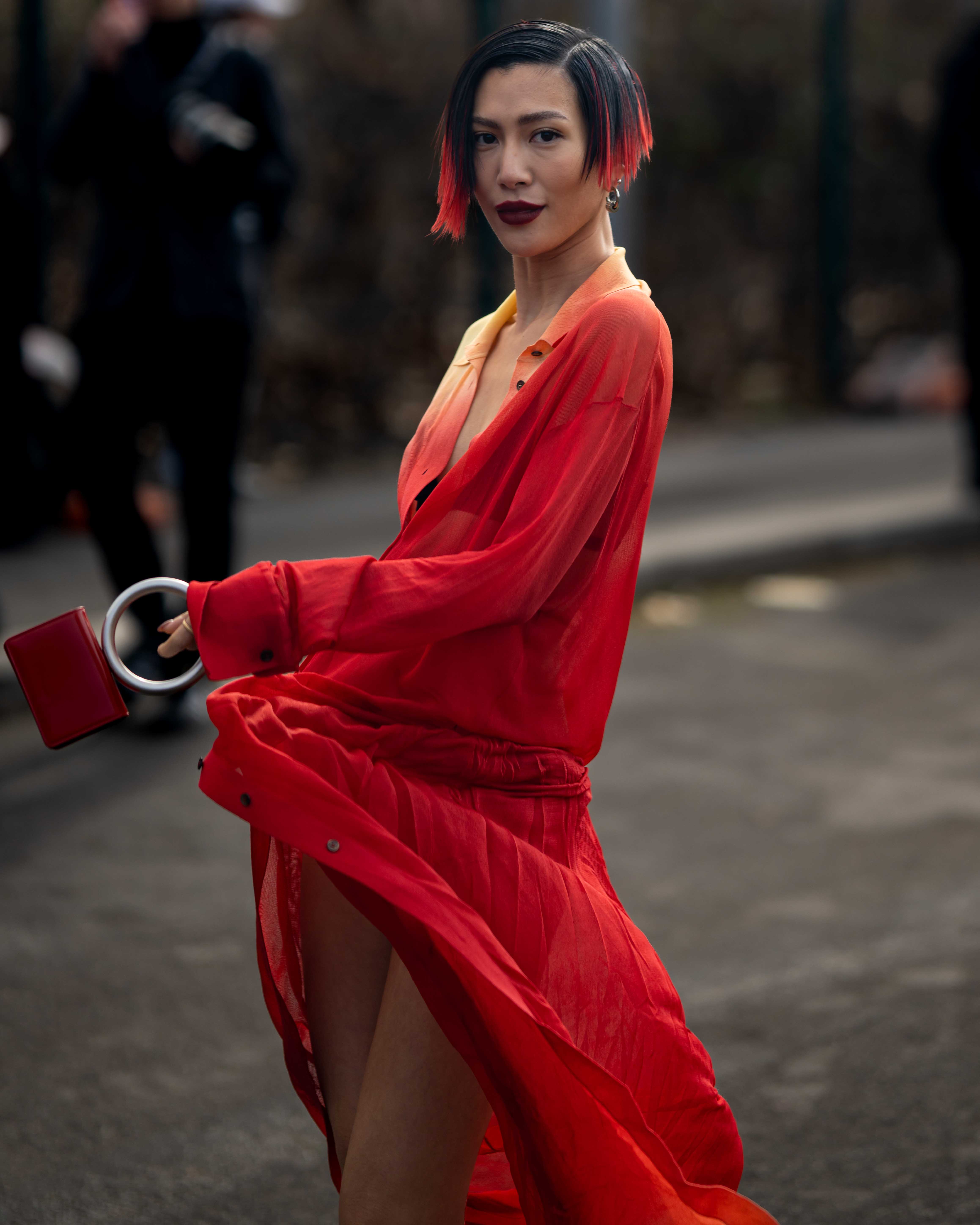 Molly Chiang Street Style After Ferragamo FW23-24 Milan Fashion Week