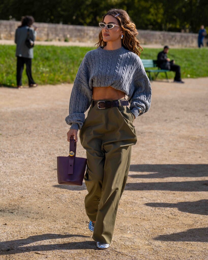 Camila Coelho Street Style at Loewe SS25 Show Paris Fashion Week