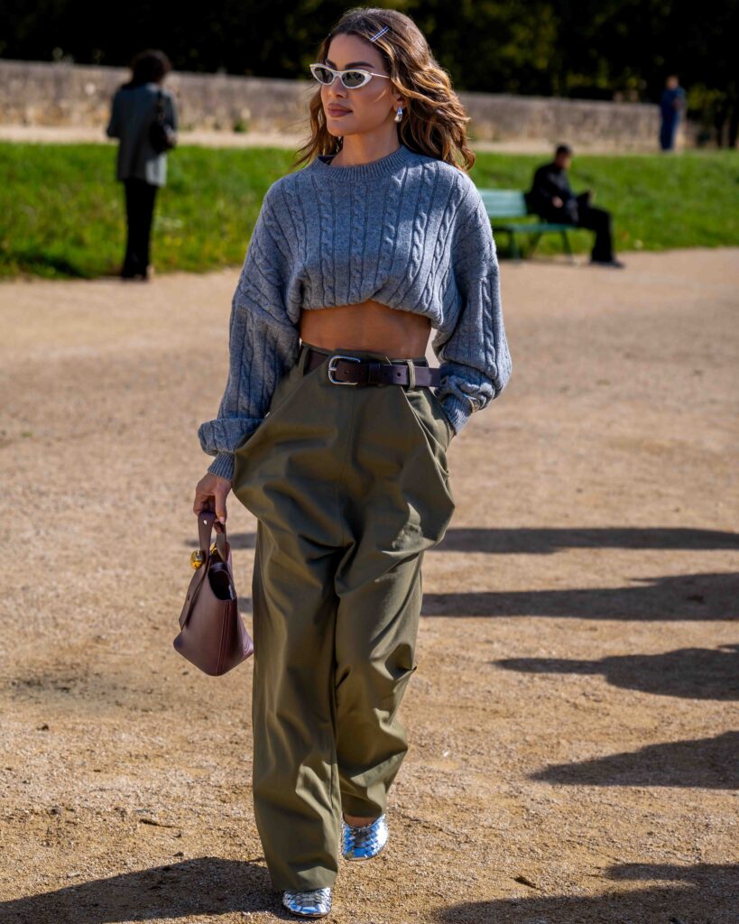 Camila Coelho Street Style at Loewe SS25 Show Paris Fashion Week