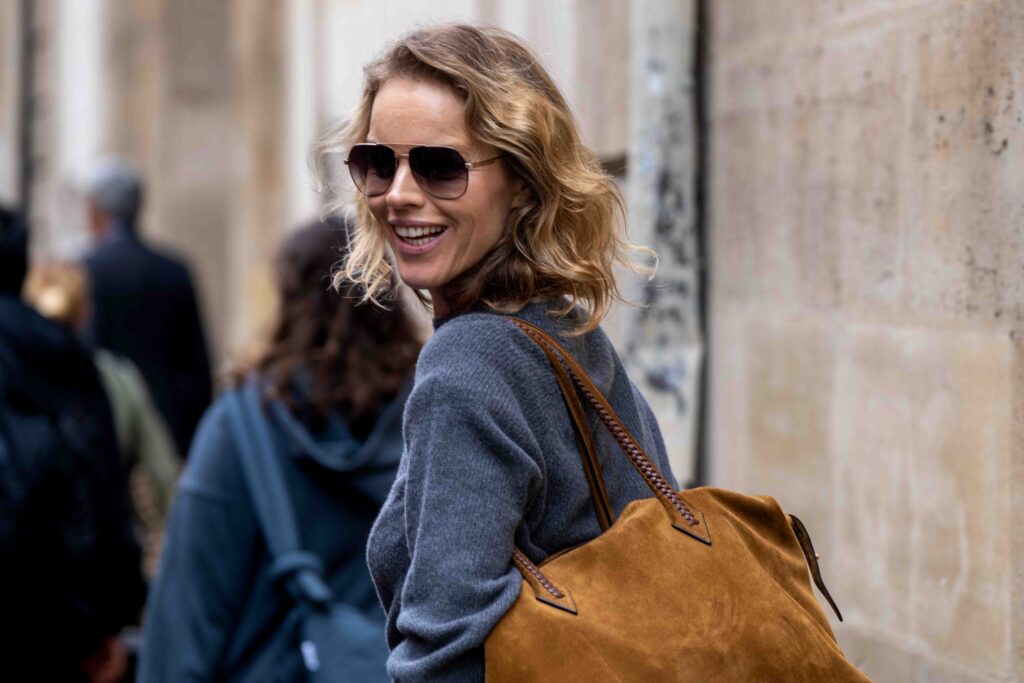 Eva Herzigová Street Style After The Row SS25 Paris Fashion Week